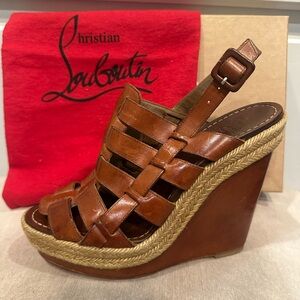 Christian Louboutin Tan Wedge Sandals